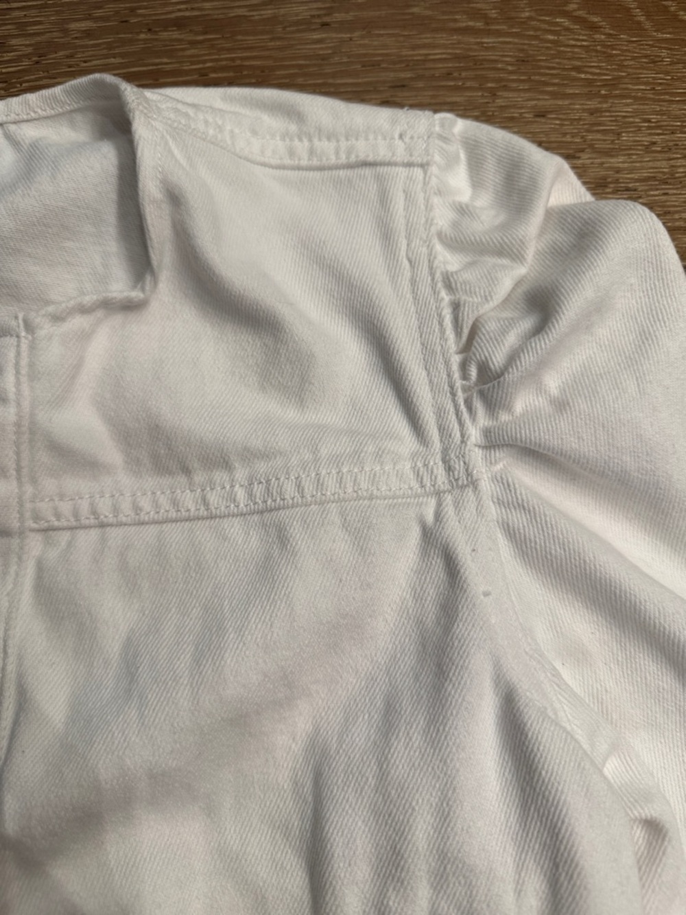 Blank NYC Cropped White Denim Jacket Puff Sleeve Utility Style Size S - Picture 4 of 7